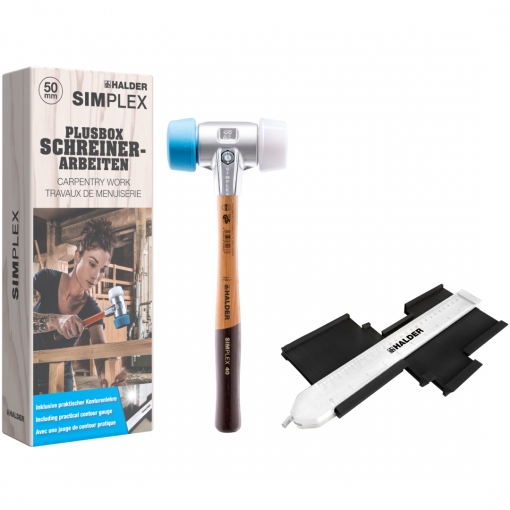 Halder SIMPLEX-Plusbox puha gumi /műanyag kalapács és kontúrmérő