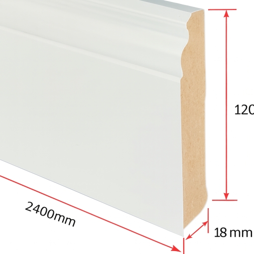 12cm magas MDF 627 white szegélyléc